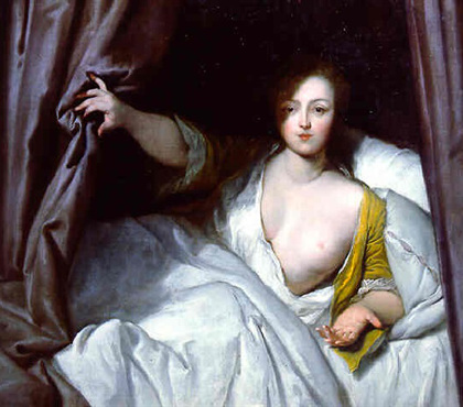 Woman drawing the curtain