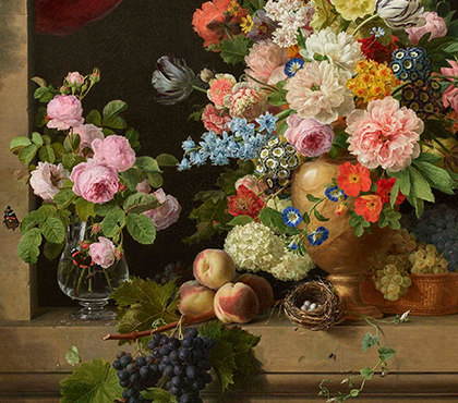 Nature morte aux bouquets dans une niche